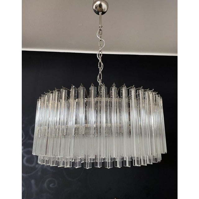 Large Triedri Murano Glass Chandelier, 1995 For Sale - Image 6 of 18
