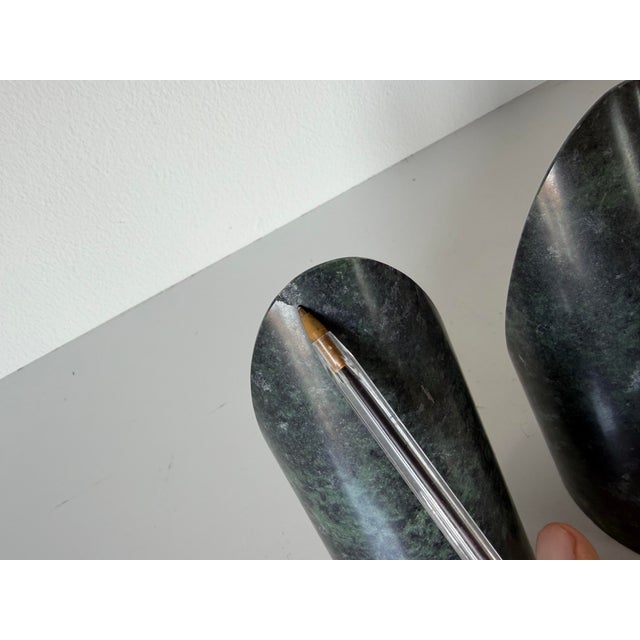 Vintage Modernist Sculptural Green Marble Bookends – A Pair For Sale - Image 11 of 12