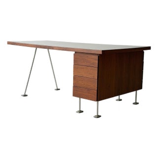 1950s Two Sided Executive Walnut Desk For Sale