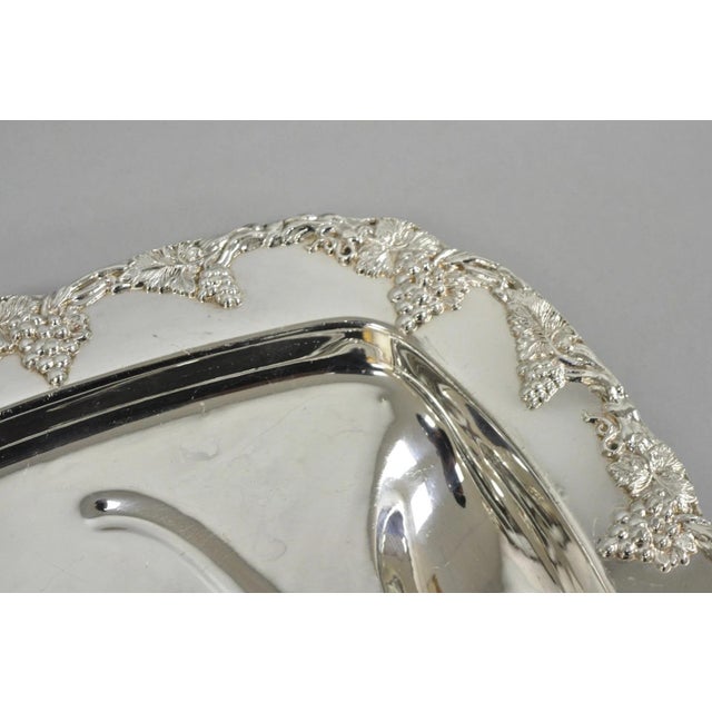 Silver Antique English Victorian Silver Plated Grapevine Meat Cutlery Tray by Benedict For Sale - Image 8 of 13