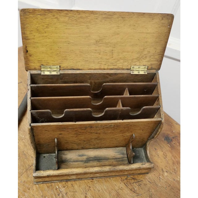 A Good Old Oak Stationary or Letter Box, with pen Holder This is a very useful piece, the box is made in oak, it has 6...