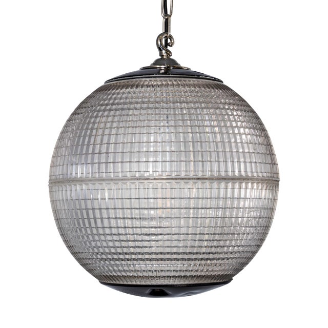 Vintage Holophane Parisian Glass Globe Lamp, 1960s For Sale