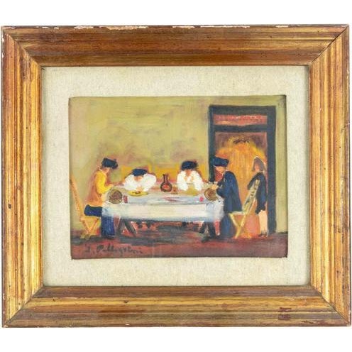1960s Sirio Pellegrini, In the Tavern, Oil Painting, 1965 For Sale - Image 5 of 5
