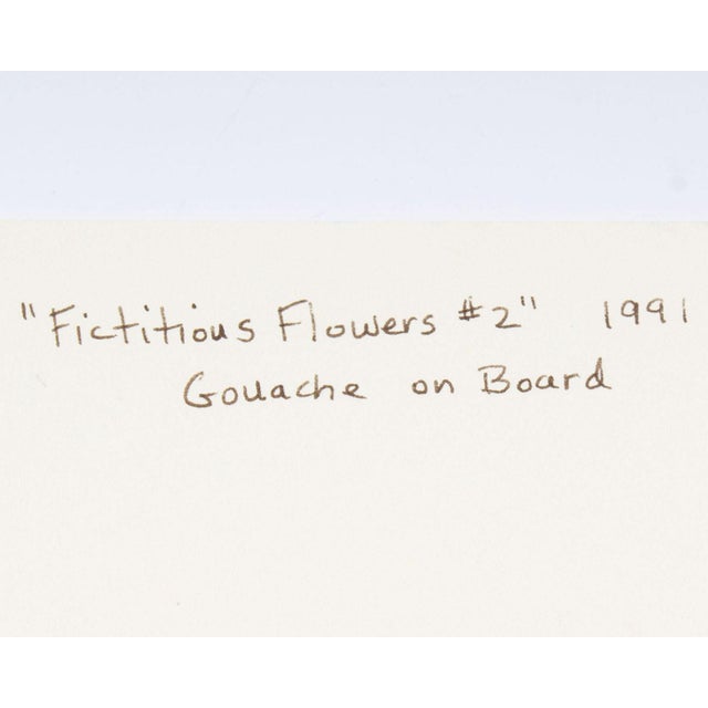 1991 "Fictitious Flowers #2" Gouache Painting by Steven Conant For Sale - Image 4 of 8
