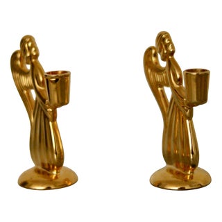 Vintage Swedish Brass Angel Candleholders by Skultuna, Set of 2 For Sale