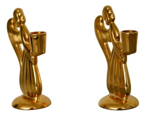 Vintage Swedish Brass Angel Candleholders by Skultuna, Set of 2