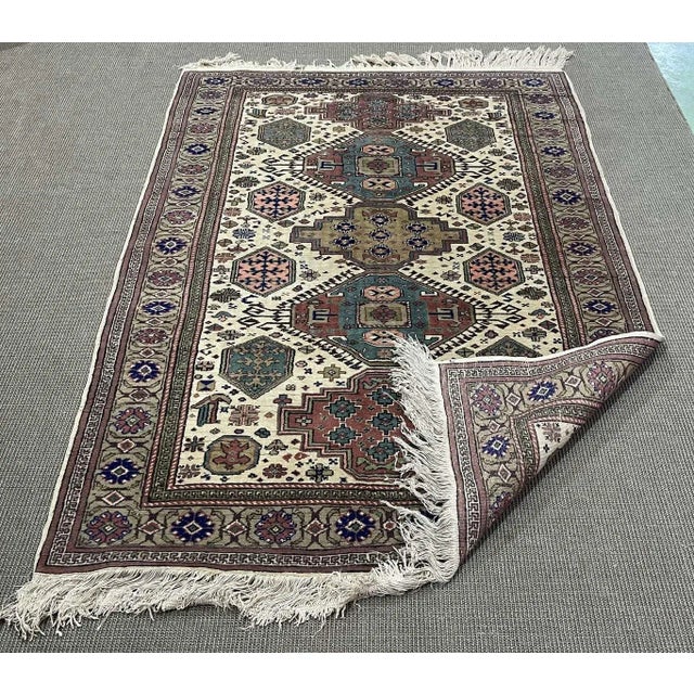 Middle Eastern Handmade Wool Rug For Sale - Image 3 of 6
