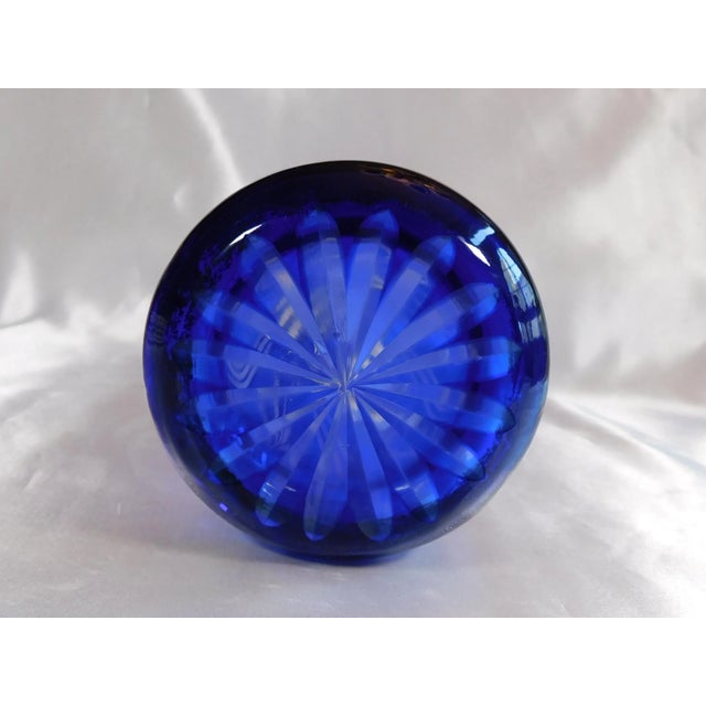 1970s Blue Cut to Clear Vase For Sale - Image 4 of 4