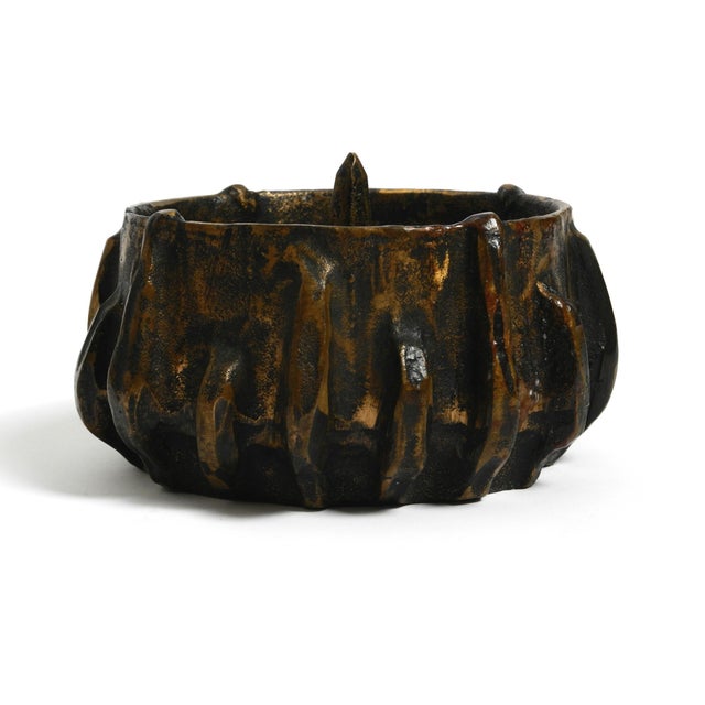 Large Mid-Century Brutalist Modern Bronze Candleholder, 1960s For Sale - Image 4 of 15