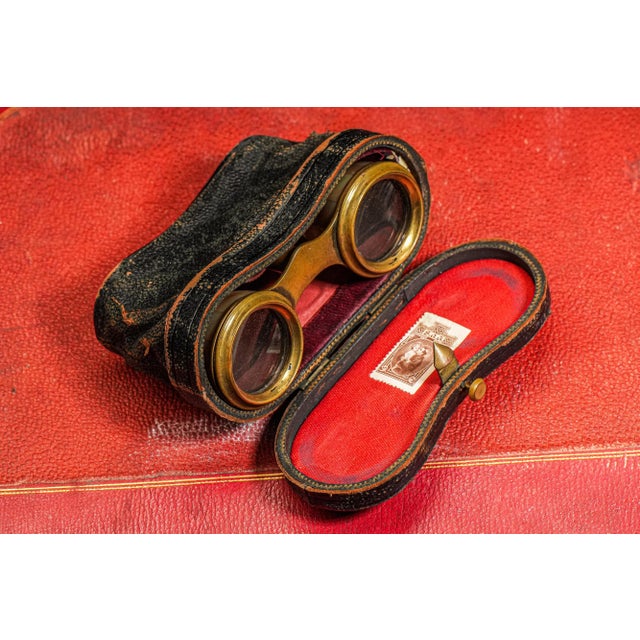 Fantastic Lively Mother of Pearl Duval Paris Antique French Opera Glasses With Leather Case Home Decor Prop For Sale - Image 11 of 12