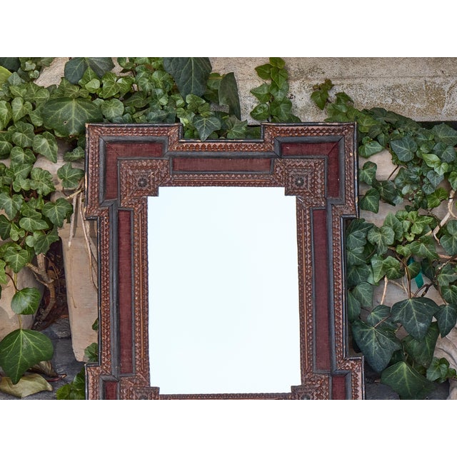 Antique French Tramp Art Mirror with Stepped Corners, circa 1900 For Sale In Atlanta - Image 6 of 12