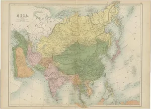 Antique Map of Asia by A & C, 1870