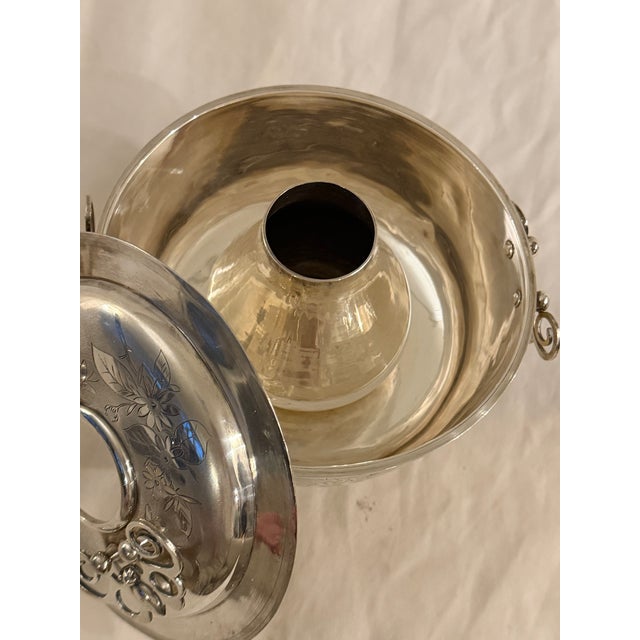 Antique Chinese Silver Huoguo Incense Burner – Floral Etched Design For Sale - Image 4 of 12