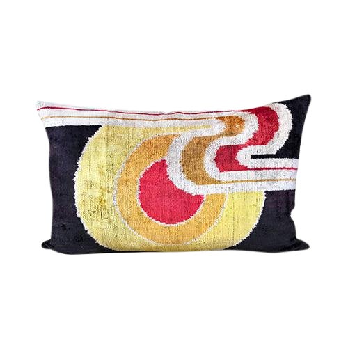 Kim Salmela Modern Color Blocking Turkish Silk Velvet Ikat Pillow