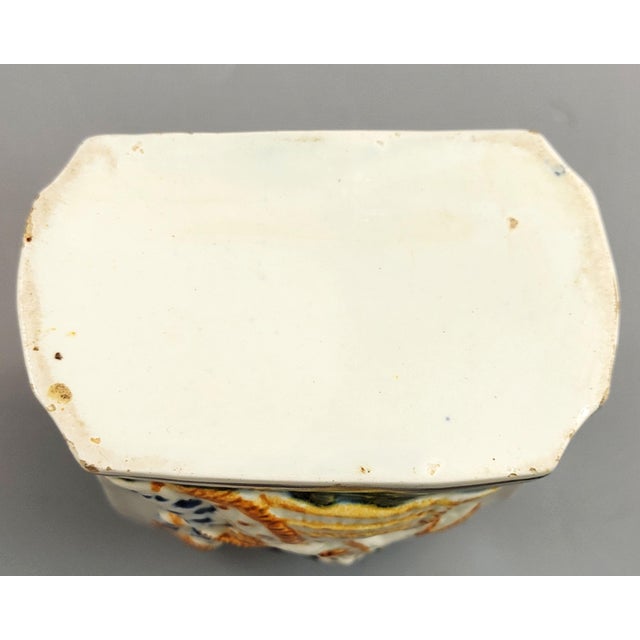 Antique English Prattware Pearlware Tea Caddy, 1700s For Sale - Image 10 of 12