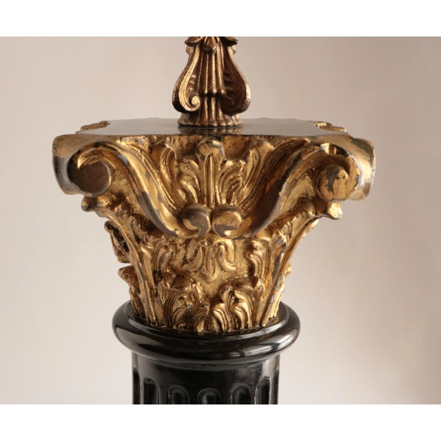 Early 20th Century Carved Wood Corinthian Column Table Lamp For Sale - Image 5 of 7