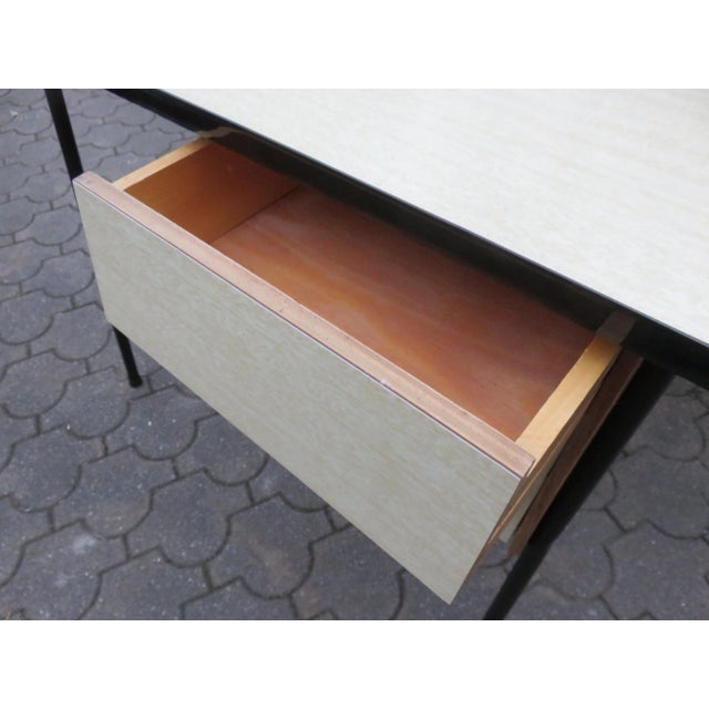 Metal Small Modernist Asymmetrical Desk with 3 Drawers, France, 1950s For Sale - Image 7 of 9
