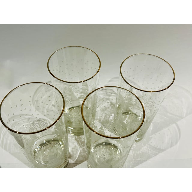 Libbey Glass Co. Vintage Set of 4 Libbey Winter Pines White Trees Tumblers High Ball Glasses For Sale - Image 4 of 5