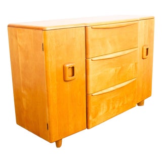 1960s Mid Century Modern Credenza Blonde Shelf Heywood Wakefield Drawer M192 Champagne For Sale