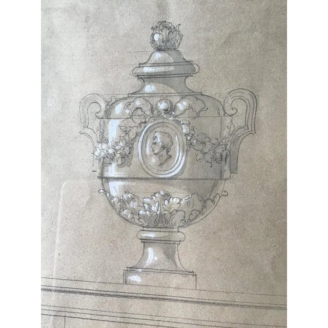 Watercolor of an urn, done in Paris by Jansen in the 1880s.