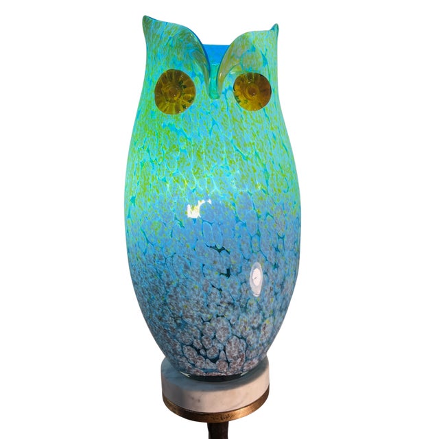 Murano Art Glass Owl Perched on a Tree Branch Torchiere Lamp For Sale - Image 11 of 18