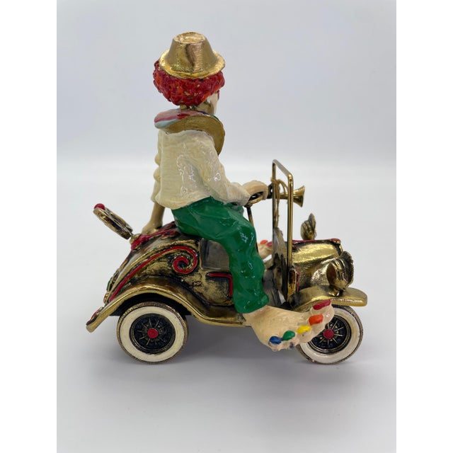 Vintage Ronald A. Lee 24k Gold-Plated Hand-Painted Clown in Wind-Up Car Sculpture, C. 1979–1981 For Sale - Image 4 of 15