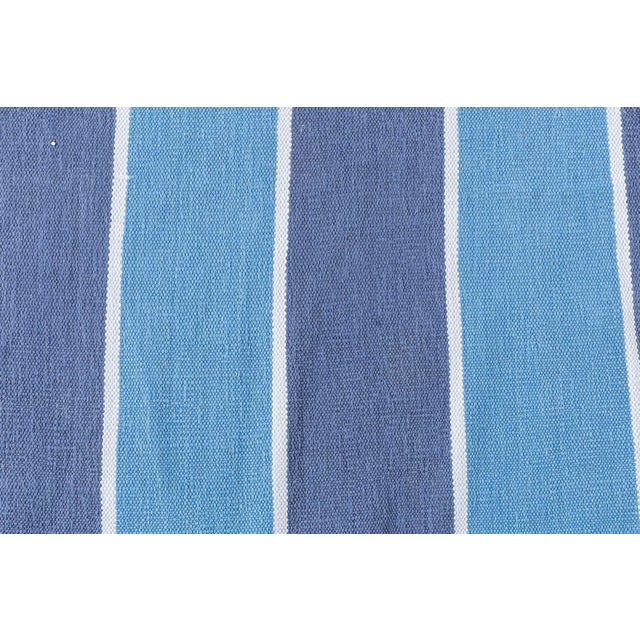 1950s Doris Leslie Blau Vintage Dhurrie Stripes White Handmade Rug For Sale - Image 5 of 8