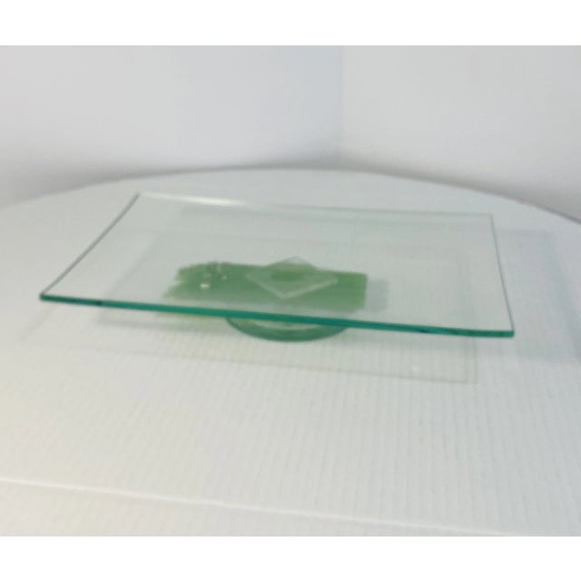 Mid-Century Modern Vintage Rectangular Asparagus Glass Fused Platter For Sale - Image 3 of 12