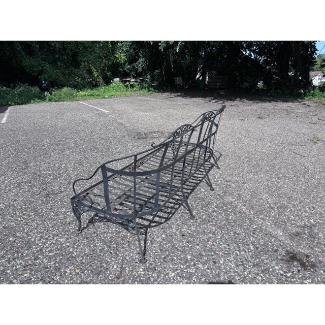 1960s Hollywood Regency Style Woodard Wrought Iron Sofa, Orleans Collection With New Cushions For Sale - Image 5 of 7