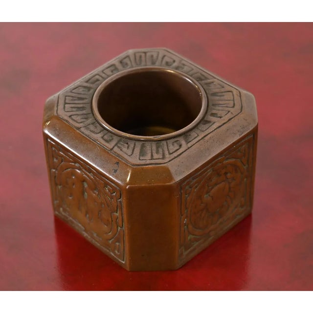 Metal Tiffany Studios Bronze Zodiac Pen or Brush Cup Holder, Signed and Numbered For Sale - Image 7 of 12