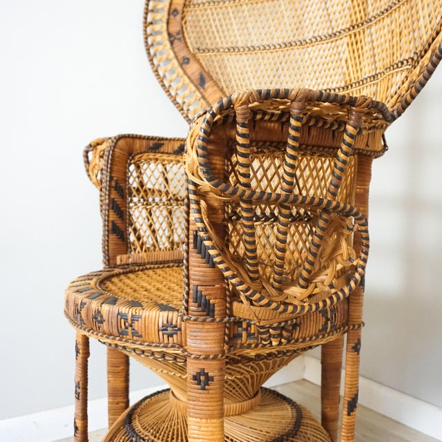 Vintage Large Rattan Emmanuel Style Peacock Chair | Chairish