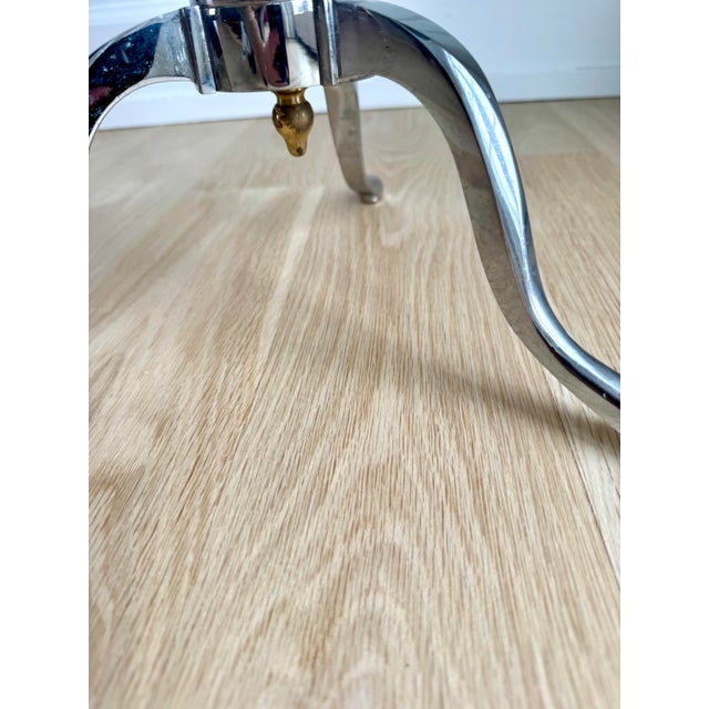 Chrome Pair of Heavy French Jansen-Style Adjustable Martini Tables in Chrome, Brass & Marble, Circa 1970s For Sale - Image 8 of 8