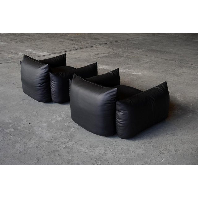 1970s Lounge Chairs in Leather by Mario Marenco for Arflex, Italy, 1970s, Set of 2 For Sale - Image 5 of 9