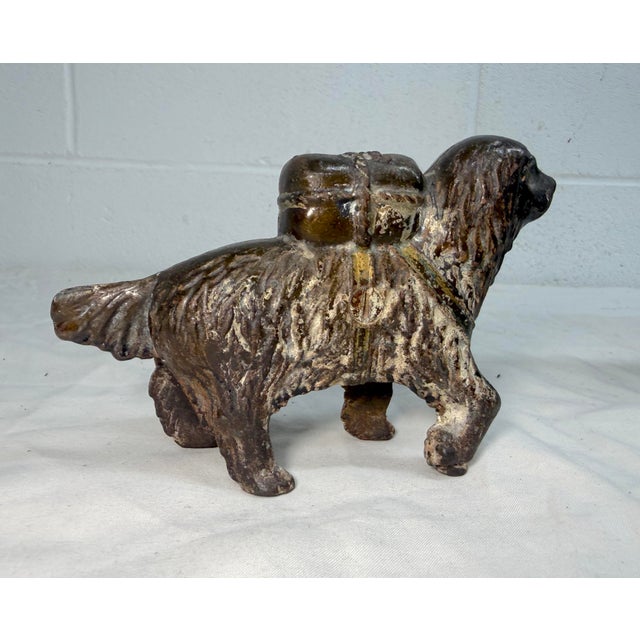 1910s Antique Early 1900's Cast Iron St Bernard Dog Pack Still Coin Bank a.c. Williams For Sale - Image 5 of 10