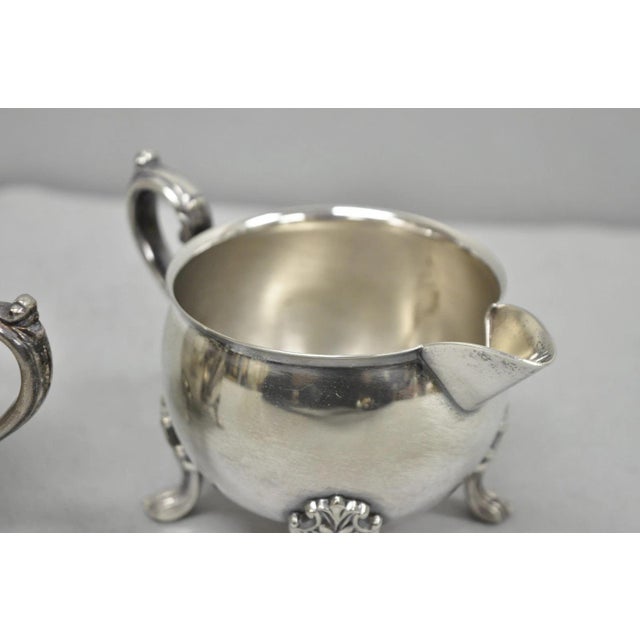 Vintage Sheridan Victorian Silver Plated Footed Lidded Sugar Bowl & Creamer Set For Sale - Image 9 of 12