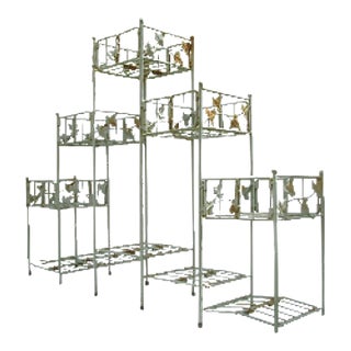 Vintage Folding Metal Plant Stand For Sale