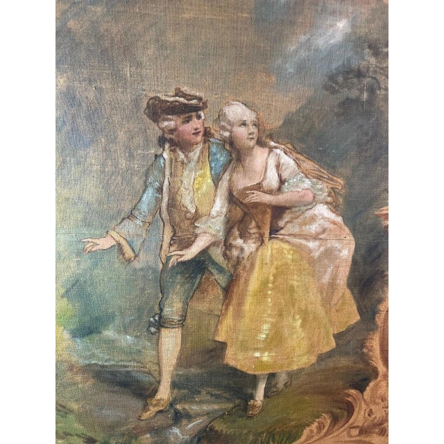 Théodore Levigne, Gallant Scene, 1890s, Oil on Canvas For Sale - Image 7 of 12
