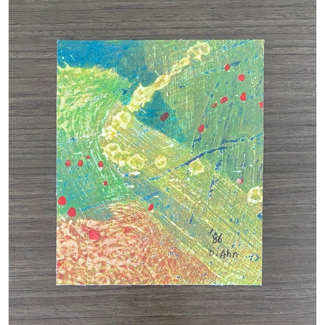 Plastic Don Ahn, Gestural Abstraction, Miniature Abstract Expressionist Korean Modernist Painting, 1986 For Sale - Image 7 of 9