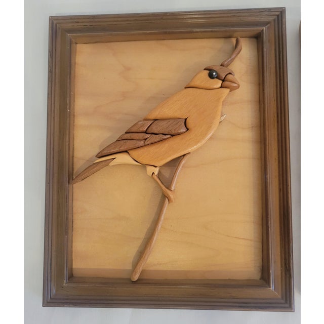 Vintage Mid Century Modern Framed Custom Made Wood Bird Sculpture Wall Art Set of 3 Chairish