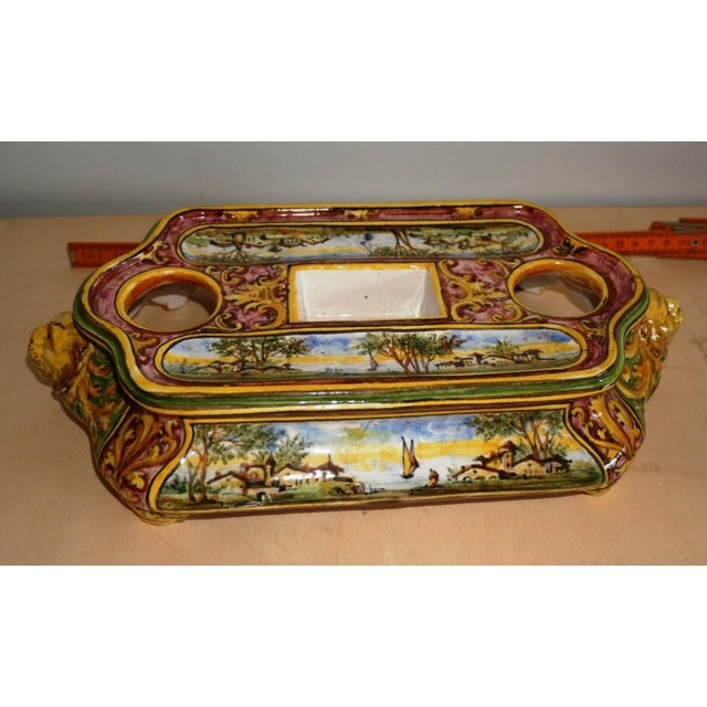 Green Ceramic Inkwell from Minghetti, Bologna, 1890s For Sale - Image 8 of 13