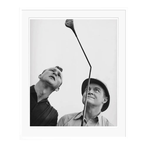 Hilarious Arnold Palmer and Bob Hope With Bent Golf Club White Framed Archival Pigment Print