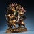Vintage Tibetan Painted Gilded Bronze Dorje Shugden Protector Buddha Statue on Lion For Sale - Image 4 of 10