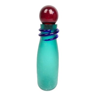 Late 20th Century Italian Alfredo Barbini Murano Scavo Glass Decanter For Sale