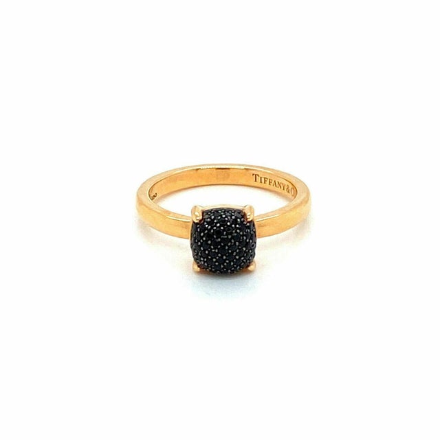 Elsa Peretti Tiffany & Co. Picasso Black Spinel Sugar Stacks 18k Rose Gold Ring, Size 5 For Sale - Image 4 of 8