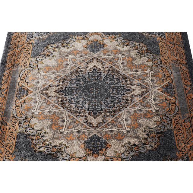 Hand-knotted in silk, this 3x4 rug represents a bold and elegant new line of Rug & Kilim’s Modern Collection—a series of...