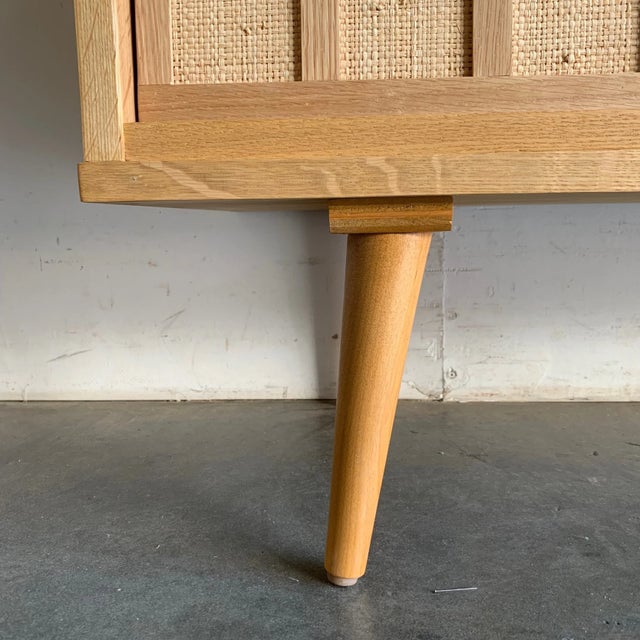2020s White Oak and Cane Credenza Angled Legs For Sale - Image 5 of 18
