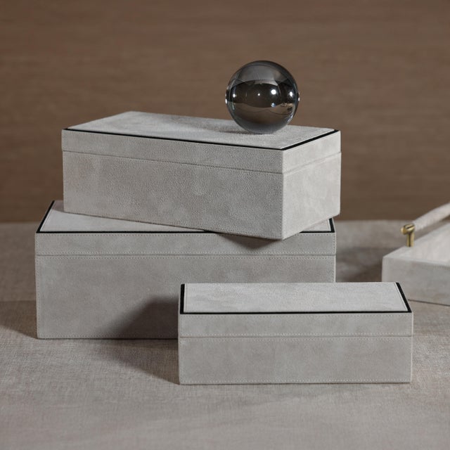 Arden Suede Leather Box, Small, Rectangle For Sale - Image 4 of 4