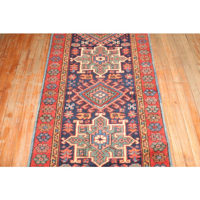 Zabihi Collection Antique Navy Blue Heriz Runner - 2'10" x 9' For Sale - Image 4 of 9