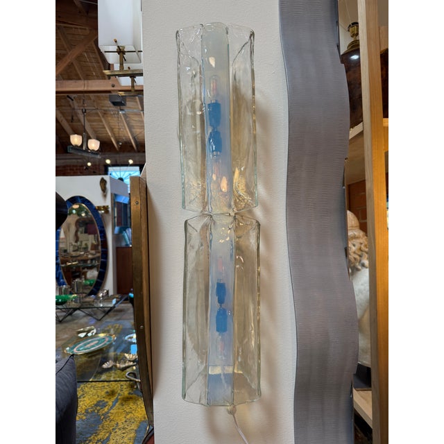 Pair of Italian Murano Glass Double Sconces by Mazzega For Sale In Los Angeles - Image 6 of 7