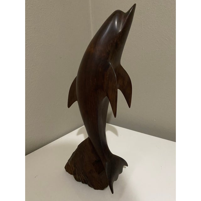 Mid-Century Modern 1960s Ironwood Dolphin and Conch Shell For Sale - Image 3 of 3